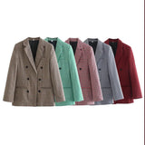 New Five-Color Casual Loose Thousand Bird Checkered Suit Coat-Outfit