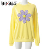 Bold Shade Harajuku Y2K Style Hoodies Floral Printing Round Neck Long Sleeve Indie Sweatshirts Women Aesthetic Fashion Fall