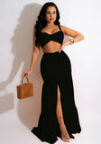 Sexy Sleeveless Crop Top Solid Slit Long DressTwo Piece