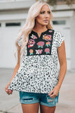 Flower Embroidery Notched Neck