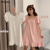 Women Fashion Pure Summer Sweet Soft Short Sleeve Mini Sleepshirts Chic Nighty for Ladies Princess Soft New
