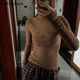Tshirts for Women 2023 Ropa Mujer Fashion Diamond Long Sleeve Tunic Tees Crop Tops Solid Color Casual Y2k T-shirts-Outfit