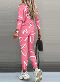Letter Print Casual Shirt and Pants 2pc