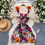 French Design Three-Dimensional Flower Net Embroidery To Recupers With A Sling A-Word Dress