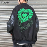 Love Embroidered Woman Jacket Retro Letter Embroidery Stitching Coat Women Jacket Hit Color Baseball Uniform Top