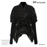 Autumn And Winter Camouflage Personality Splicing Knitted Cuffs Waist Personality Tailor Cotton Coat
