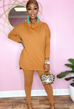 Casual Turtleneck Loose Shirt and Tight Pants 2PC Basic