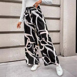 Women's Clothing 2025 Summer New Printing Leisure High-Waisted Broad-Legged