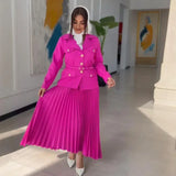 Women's Clothing 2025 Autumn New Button Suit Jacket 100-Folded Skirt
