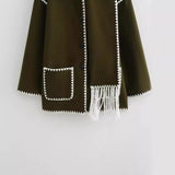 Women's Clothing French Fashion Single Buckle Tuxedar Scarf Splicing