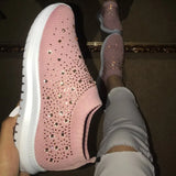 Sock Sneakers Ladies Vulcanized Shoes Summer Bling Flat Casual Loafers Slip On Spring Shoes Female Trainers Tenis