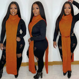 Turtleneck Side Slit Long Sweater