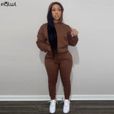 Streetwear 2 Two Piece Sets Womens Winter Outifits 2021 Sweatsuits For Women Long Sleeve Top Pants Skinny Matching