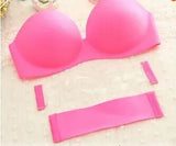 Nude Wedding Dress Invisible Bra Blade Strapless Tape Bras Sexy push up 3 breasted Candy colors