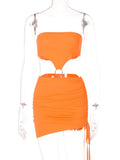 Graduation party Strapless Summer Dresses Woman 2022 New Arrivals Fashion Streetwear Polyester Sleeveless Hollow Out Mini Sexy Dress for