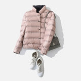 90% Down Jacket Double Sided Stand Collar Female Coat Solid Single Breasted 2020 Winter Fashion Casual Lady Short
