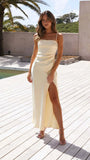 And Summer 2026 Women's Fashion New Solid Color Open-Fork Sling Dress