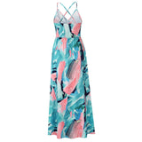 Floral Print Long Dress 2022 Summer Vintage Backless V-Neck Elegant Sleeveless Party Dress Femme Beach Loose Boho