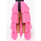 Tutu Skirt Summer Mesh Tulle High Waist Tutu Bustle Skirts Dancing Skirt Ball Gown Solid Color Streetwear Ladies