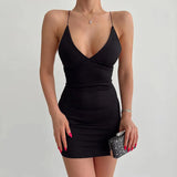 Suspenders V-Neck Sexy Low-Cut Strapless Backless Slim Bodycon