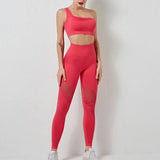 Out Seamless Sports Set Sport Outfits Women Black Two 2 Piece Crop Top Bra Leggings Workout Gym suit Fitness Sport