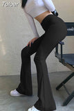 Skinny Elastic High Waist Stretchy Sports Sweatpants Women Trousers Slit Fashion Flared Leggings Joggers 2023