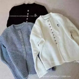 Neck Short Sweater Women 2024 Fall New Design Sense Minority Soft Waxy Lazy Sweater Sweater Girl-Outfit