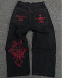 Wide-Legged Jeans Street Hip-Hop Personality Y2K Straight Casual Pants-Outfit