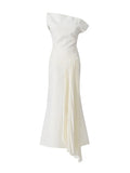 Temperament Famous Wind Dress Woman 2025 Spring New Fold Design Feeling Slim Thin White Evening