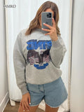 Autumn Letters Eagle Cotton Long Sleeve Women Sweatshirt O-Neck Casual Female Sweatshirt Pullovers Women's Clothes Tops-Outfit