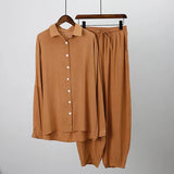 Loose Women Trouser Suits Long Sleeve Shirt With High Waist Harem Pants 2 Piece Sets 2022 New Spring Elegant Lady