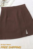 2023 Elegant Women A-line High-Waist Split Mini Skirts Preppy Style Skirts Solid Casual OL Skirts For