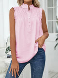 Solid Sleeveless For Blouses Women 2022 Fashion Stand Collar Elegant Office Work Shirts Lady Plus Size Casual Blouse