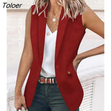for Women Single Button Lapel Collar Vest Blazer Sexy Sleeveless Summer Autumn All-Match Daily Club