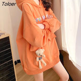 Winter Oversized Womens Hoodies Loose Sliming Pockets Bear Fashion Pullover Casual Hooded Jacket All-match Hoodie
