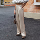 Casual Loose Women Full Length Pants High Waist Side Split Casual Long Wide Leg Pant For Female Fashion Clothes