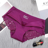 Luxury Sexy Lace Panties Soft Women Seamless Underwear Silk Splice Breathable Intimate Brief and XXL Plus Size