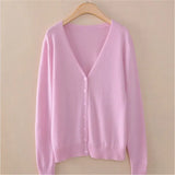 cardigan women spring plus size Solid color long sleeve short sweater coat female single-breasted casual tops jackets