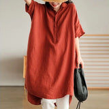 And Art Simple White Linen Shirt Women's Long 2025 Summer Thin Loose Middle-Sleeved Doll Collar