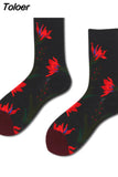 Happy Socks Man Creative Flower Flowers Pattern Funny Socks Casual Comfort Cotton High Quality