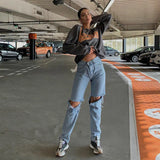 Streetwear Grunge 90s Sweatshirts Y2K Women Indie Letter Print Oversize Hoodie Long Sleeve Casual Vintage Top