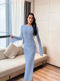New Beach Sunscreen Dress Jersey Women's Long-Sleeved Sexy Bare Back Dress Women's Summer