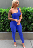 Sexy One Shoulder Sleeveless Solid Full Length Skinny
