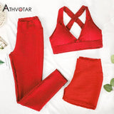 Two Piece Shorts Set Women Top and Pants Anti Cellulite Leggings High Waist 3 Piece Set Tracksuits Sweat Suits