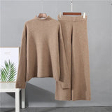 Elegant Knitted Sweater Skirt Suits Women Soft Sexy Female Sets 2 Pieces Slim Fit Skirt and Loose Tops Ladies