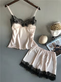 2019 Hanging Pyjamas Women's Summer Sexy Ice Wire Two-Piece Set With Silk Shorts Gathering Big-Size Thin