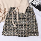 Scented Coarse Flowers, Lattice Half-Dress Woman 2025 Autumn And Winter New High-Waisted Thin Ass A-Word Skirt