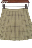Sweet Women Pleated Skirt Fashion Plaid A-Line Mini High Waist Chic Skirt Kawaii Summer Casual Ladies Plaid
