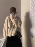 Winter Marinade Short-Term Collar Fur Integrated Slings Plush Green Fur Coat Women's Lamb