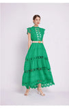Temperament High-End Collar Hollow Embroidered Lace Spliced Sleeveless Waist Thin Elegant